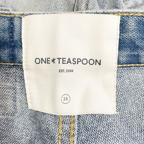 NWT One Teaspoon Truckers Jeans Size 26 Lace Up Mid Rise Straight Leg Light Wash - Picture 11 of 13